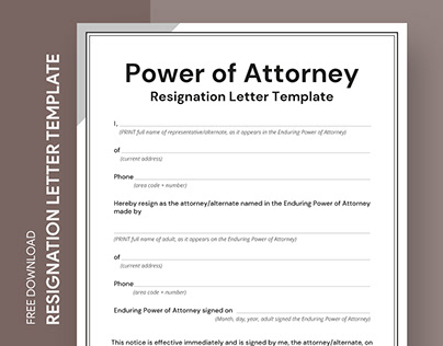 Free Power Of Attorney Resignation Letter Template