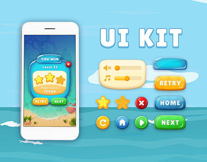 Water UI KIT for casual game | UX/UI