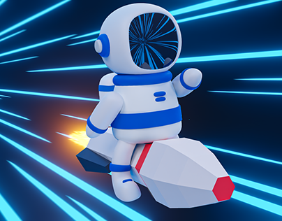 Project thumbnail - Low Poly Astronaut in Light-Speed | Blender Eevee