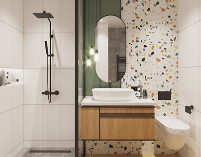 Bathroom design with terrazzo tiles