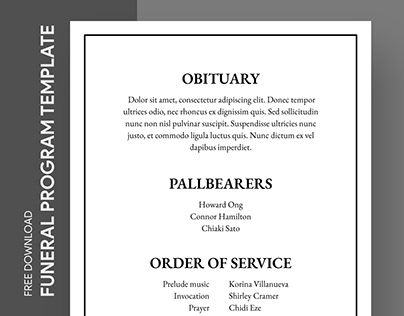 Free Editable Online Blank Funeral Program Template