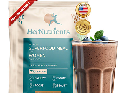 Amazon Listing images for HerNutrients Superfood Meal