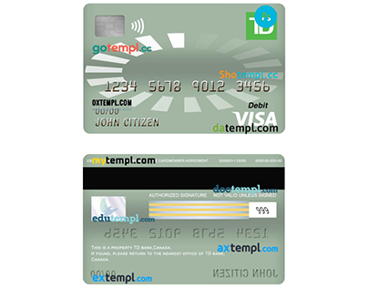 Canada TD Bank visa debit card