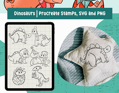 Dinosaurs | Procreate stamps - SVG - PNG