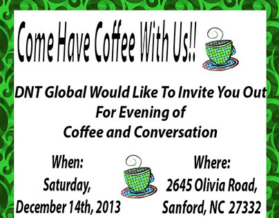 Coffee and Conversation Flier for DNT Global