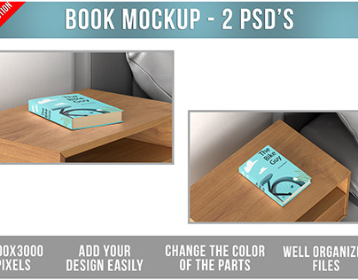 Book on the bedside table Mockup