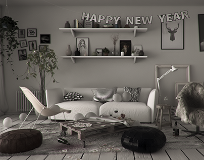 Scandinavian living room - 3D Rendering