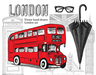 Vector hand drawn London set