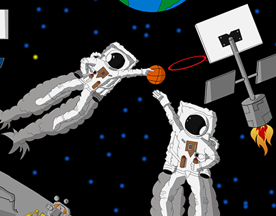 Digital illustration - Space Basketball