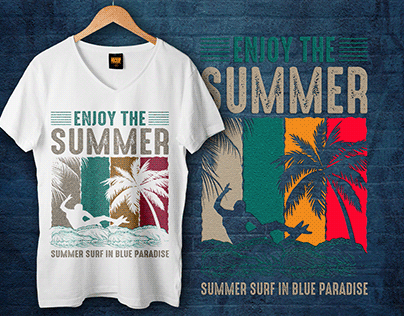 Enjoy The Summer, Summer Surf In Blue Paradise T-shirt