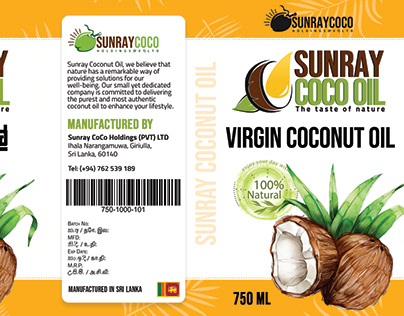 Sunray coco oil bottle label