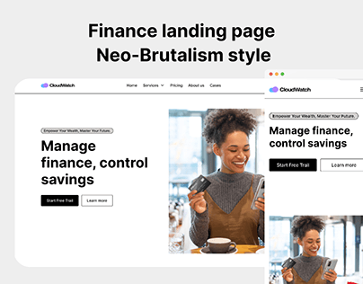 Finance landing page Neo-brutalism style