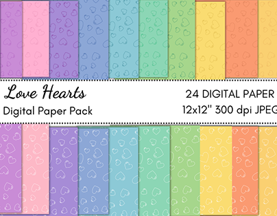 Love Hearts Digital Paper pack