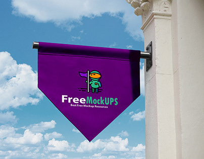 Free Hanging Banner Logo Mockup PSD