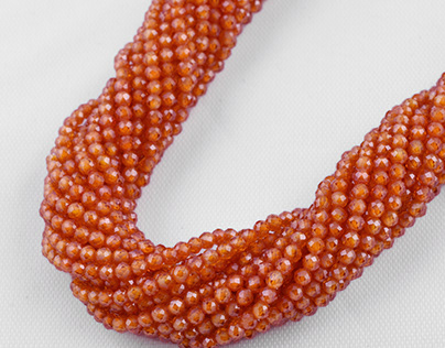 2mm Micro Orange Cubic Zirconia Rondelle Gemstone Beads