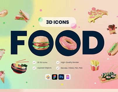 Free - 3D Food Icons