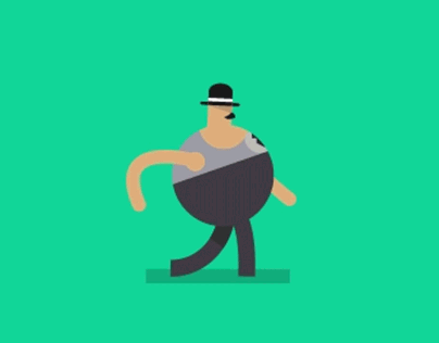 Animated Walking Mustache Man