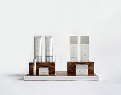 SOLIS skin care product + in-store display