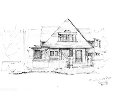 House drawing Frank Lloyd Wright.