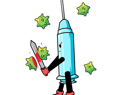 Illustration syringe fight covid-19