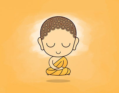 Cute Child Buddha in Levitation Meditation