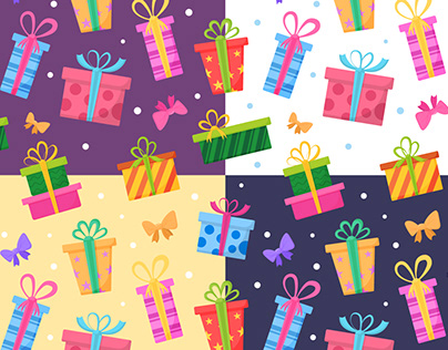 Gift Boxes Free Vector Seamless Pattern