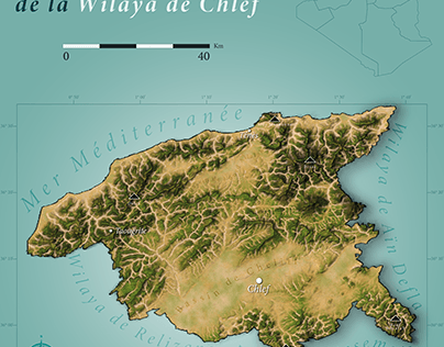 Topographic map of Chlef (Algeria)