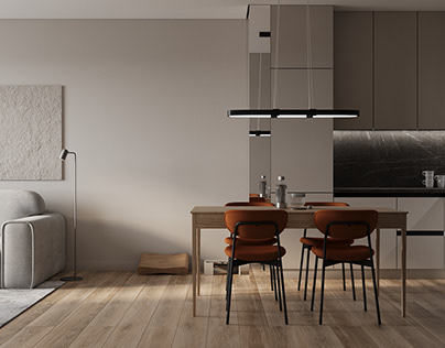Дизайн и визуализация кухни - гостиной 22м2