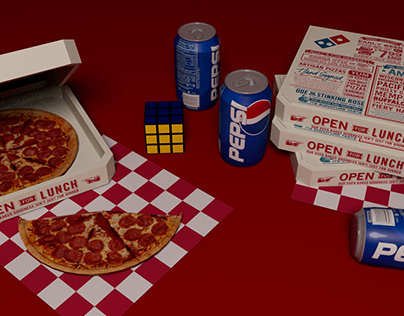 3D MODEL: Pizza Box, Soda Can, Rubik's Cube