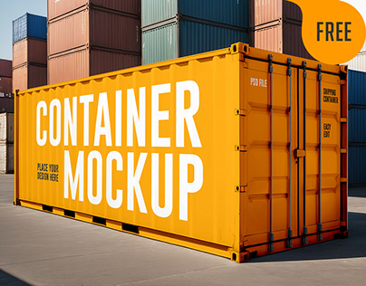 Free Shipping Container Mockup. AI Generated