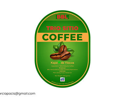 Product label for Trio Sitio Coffee