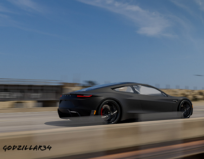 Matte Black Tesla Roadster.