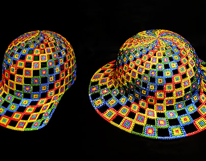 🟥🟨🟩🟦 RYGB Concentric Squares CHECKERED HATS