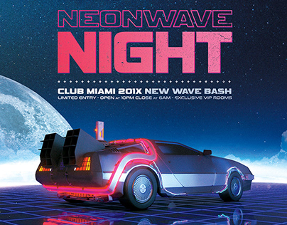Synthwave Flyer v11 Retro Wave VHS 80s Indie Template