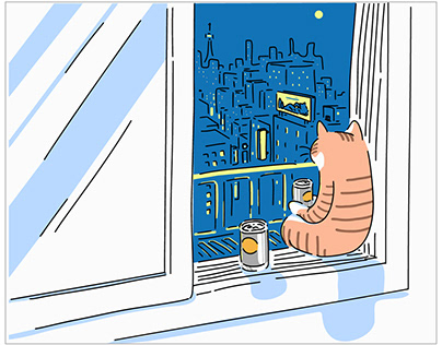 Cat illustration card