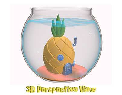 Spongebob Squarepants 3D House Model in Fish Bowl