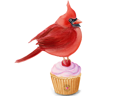 Birds on Snacks Watercolor Illustrations