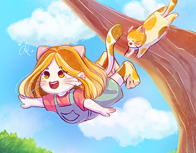 Flying cat girl