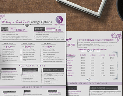 Price List for wedding and Event (Graphic design)