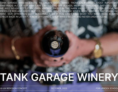 Tank Garage Winery | E-Commerce Redesign
