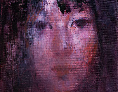 Head of a woman in black and red