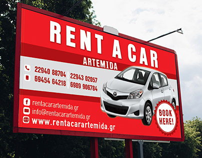 Outdoor signage for Rent-A-Car-Artemida