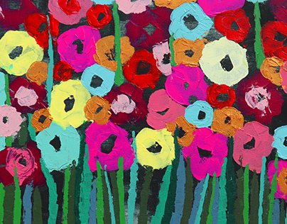 "Flower meadow", acrylic paint