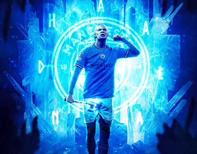 Erling Haaland Man City Football Graphic Concept