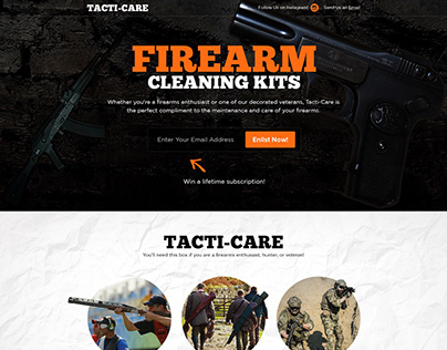 Landing Page for Tacti-Care Firearm Cleaning Kits!