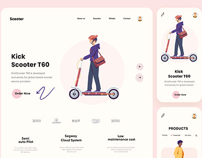 Electric Scooter Landing page and Mobile app Design