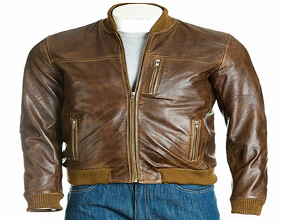 Men’s Light Brown Bomber Leather Jacket