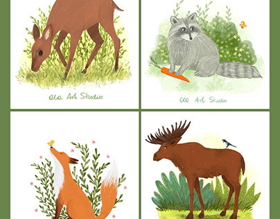 Project thumbnail - Forest Animals Illustrations