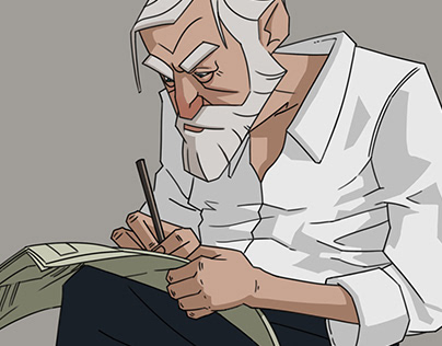 Old Man Playing Sudoku