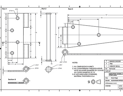 Shed Hinge Technical Drawing